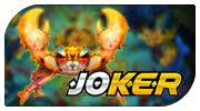 Joker fish game logo with joker card and aquatic theme