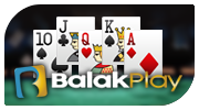 Balak Poker logo with poker cards and batik pattern