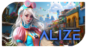 Alize slot provider logo with purple and gold colors