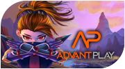 AdvantPlay slot provider logo with blue and white colors