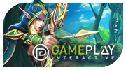 Gameplay slot provider logo with green and white colors