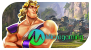 Microgaming slot provider logo with blue and white colors