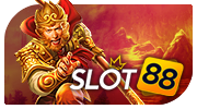 Slot88 slot provider logo with golden text and batik background
