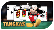 Tangkas logo with traditional Indonesian card game symbols