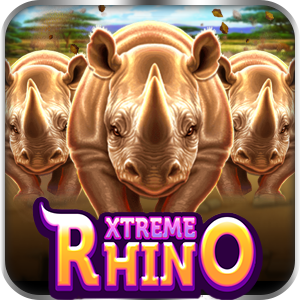 Extreme Rhino slot game banner with rhino and jungle theme