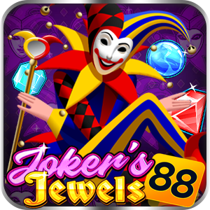 Joker's Jewels 88 slot game banner with joker and jewels