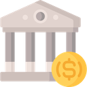 Bank Transfer icon showing bank building with gold accents
