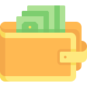 E-Wallet icon showing digital wallet with gold accents